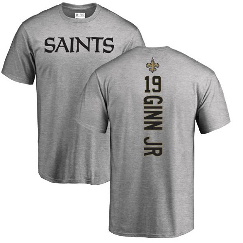 Men New Orleans Saints Ash Ted Ginn Jr Backer NFL Football #19 T Shirt